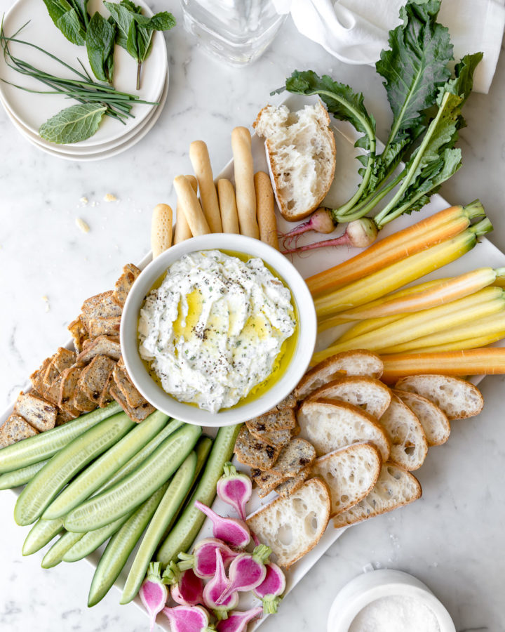 ricotta cheese dip with fresh herbs and lemon