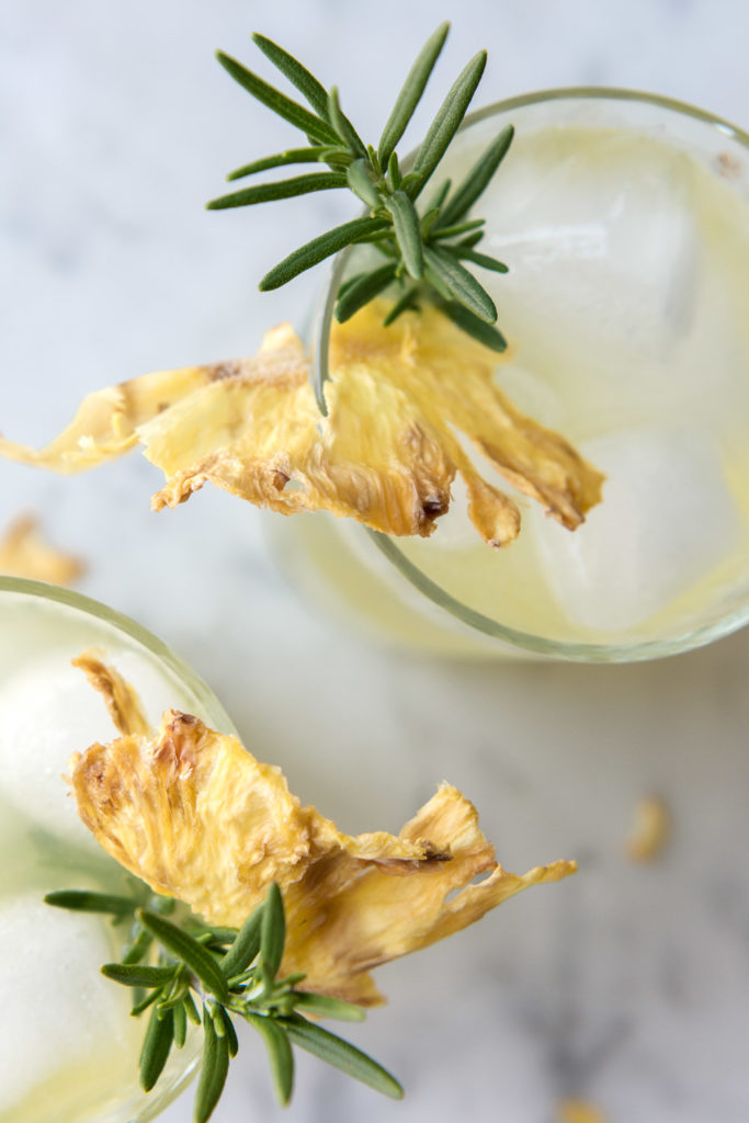 rum fizz with pineapple, rosemary and lime