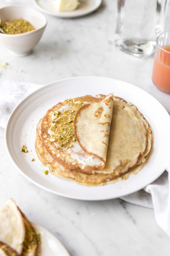 basic breakfast crepes with cinnamon sugar filling