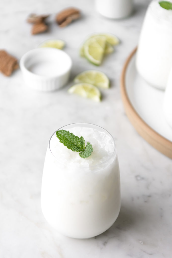 coconut milk rum julep with fresh mint