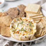 honey baked camembert with rosemary, red pepper flakes and black pepper