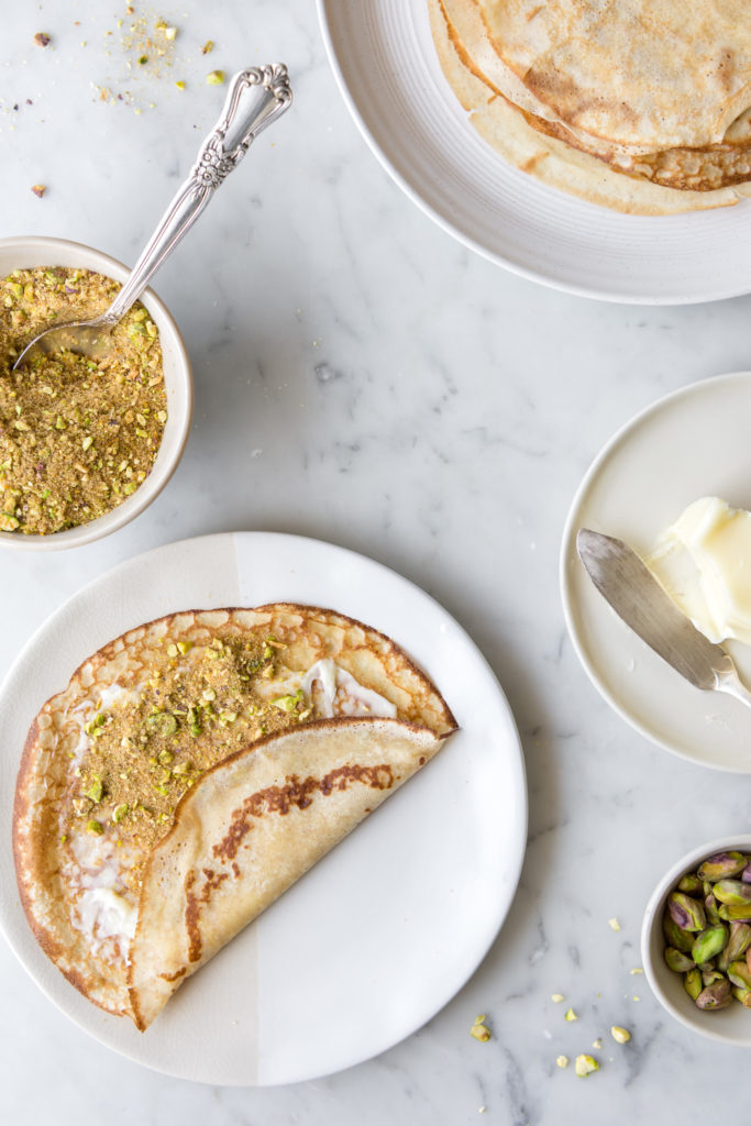 pistachio cinnamon sugar crepes