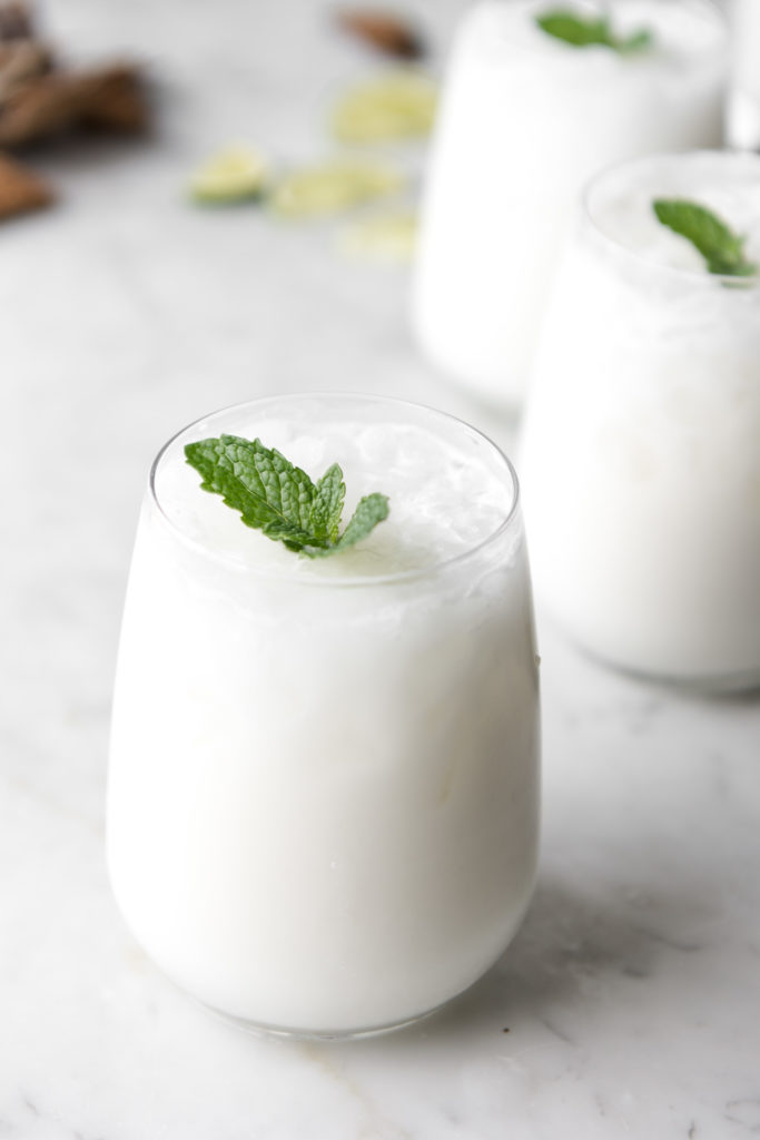 rum julep with coconut cream, lime and mint