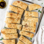 stuffed focaccia with cheese and pistachio parsley pesto