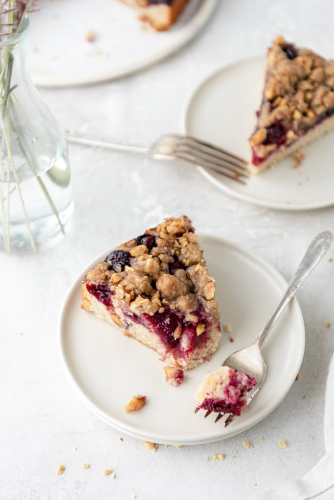 cherry rye buckle with walnut streusel