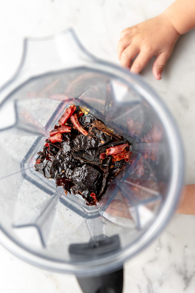 ready to blend dried and toasted chiles