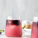 tequila spritzer with blackberry syrup and red wine float