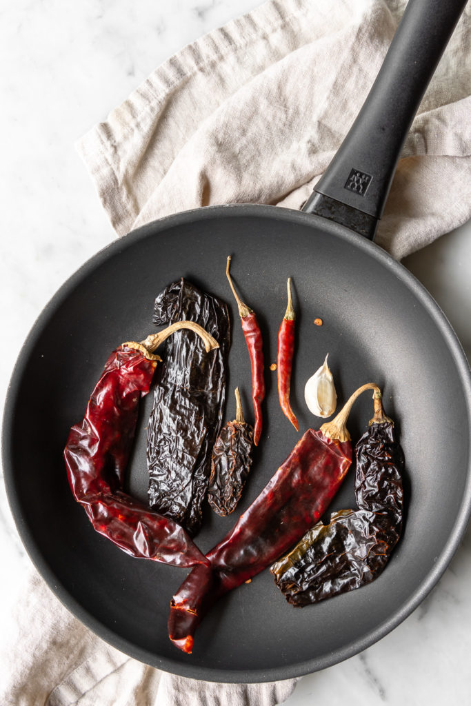 toasting dried red chiles