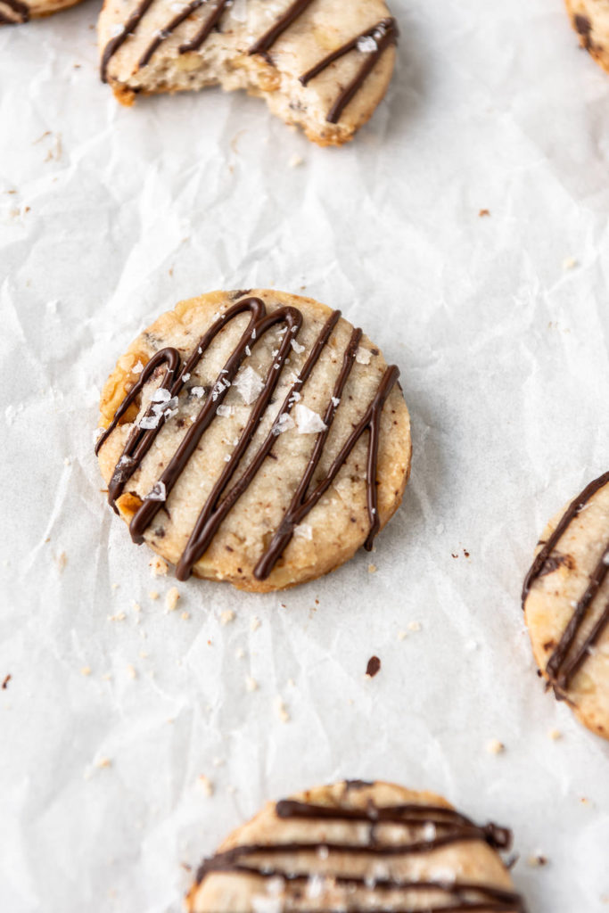 walnut shortbread with mocha drizzles