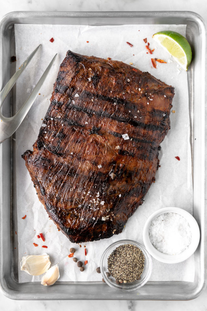 ancho chile citrus marinated and grilled flank steak