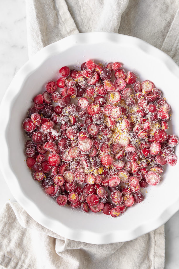 cranberries, orange zest, sugar