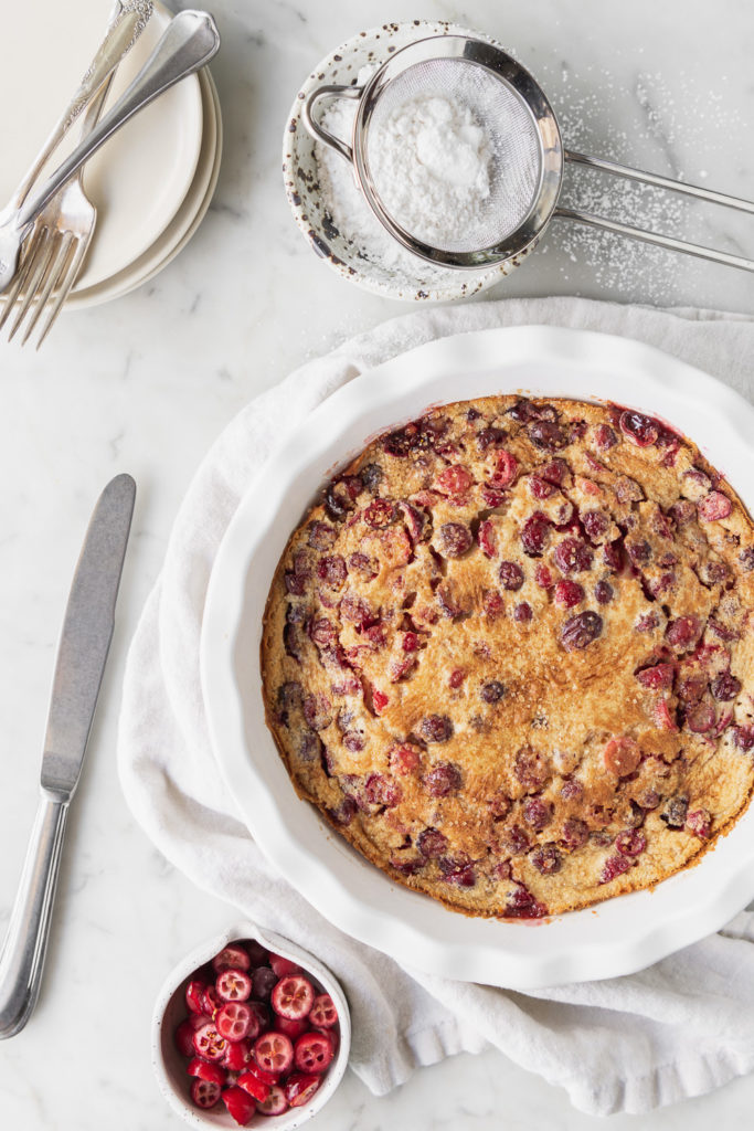 cranberry clafoutis with brown butter and orange zest