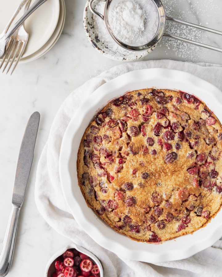 cranberry clafoutis with brown butter and orange zest