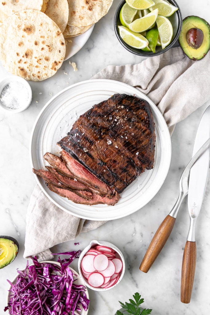 grilled flank steak tacos with ancho chile and citrus marinade