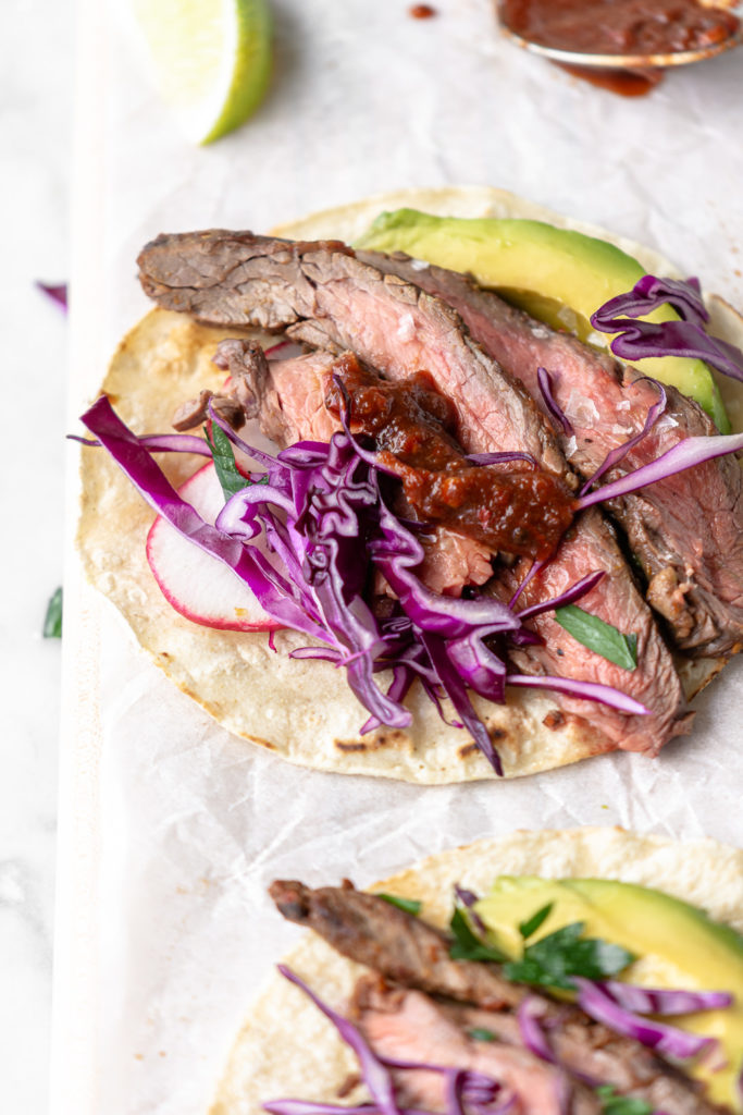 grilled flank steak tacos with ancho citrus marinade