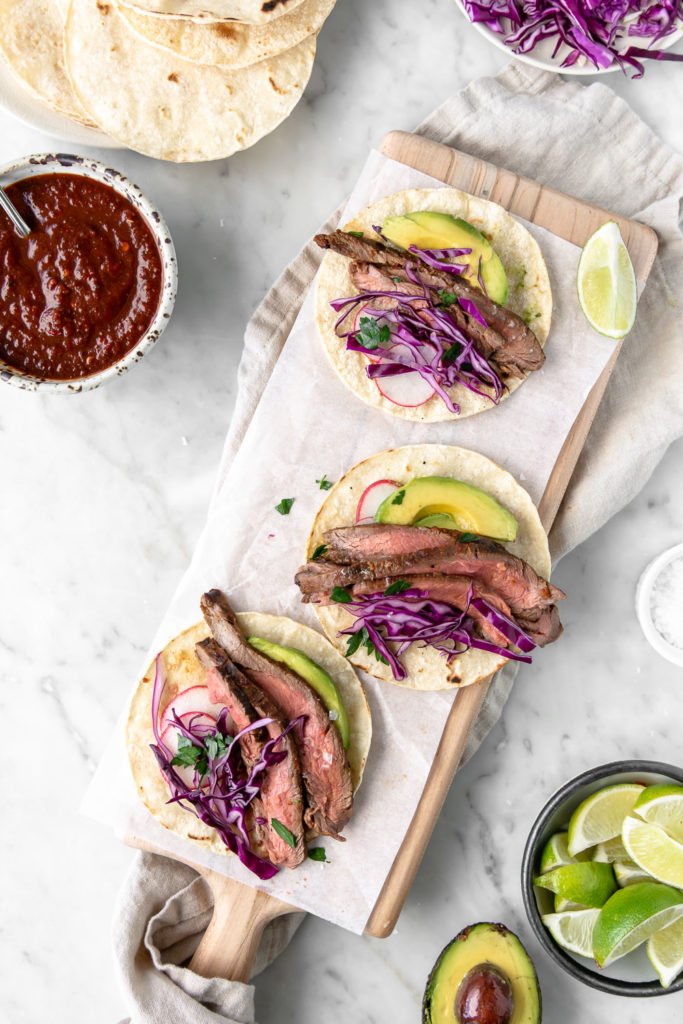 grilled steak tacos with ancho chile orange marinade