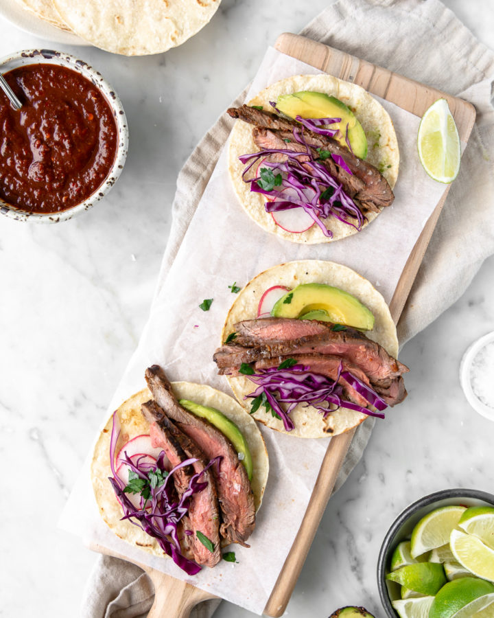 grilled steak tacos with ancho chile orange marinade