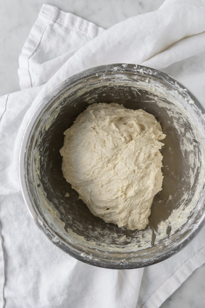 rough dough after mixing yeast and salt