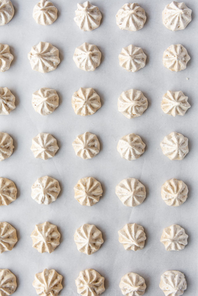 homemade hazelnut meringue cookies with cinnamon