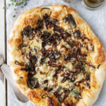 morel pizza with fontina and fried shallots