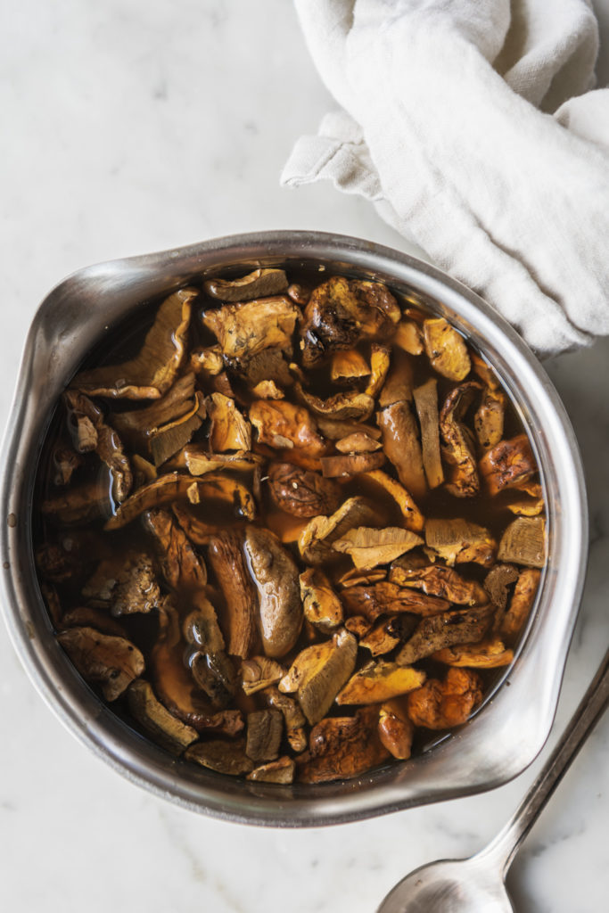 rehydrating dried porcini mushrooms