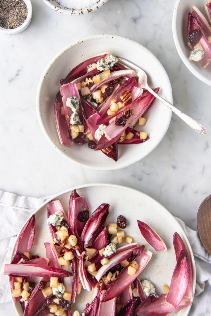 roasted pear endive salad with blue cheese