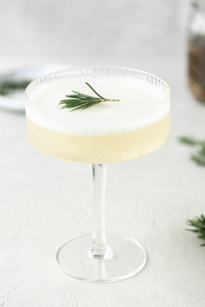 sgroppino cocktail with lemon sortbet and rosemary
