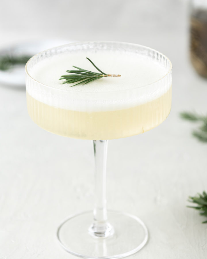 sgroppino cocktail with lemon sortbet and rosemary