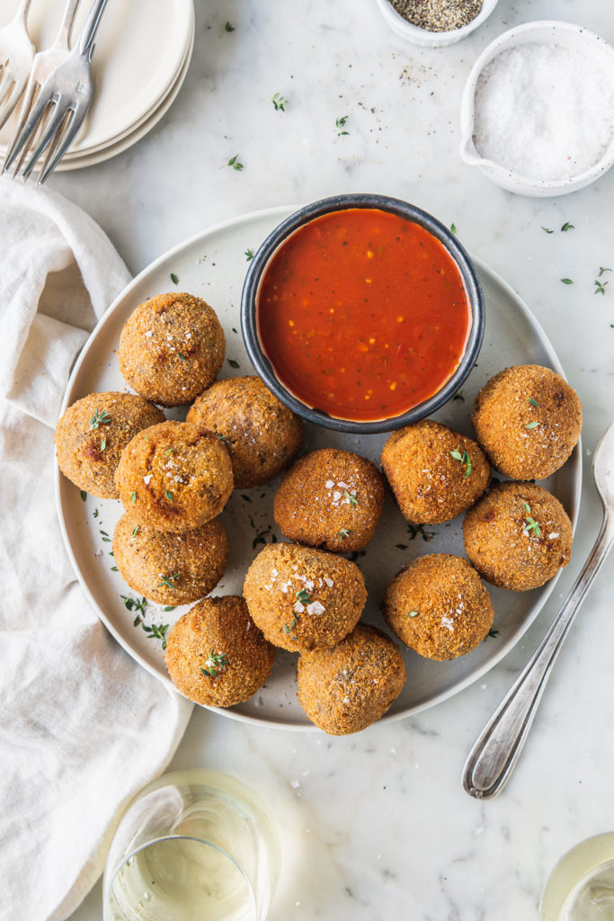 truffle arancini with marinara sauce