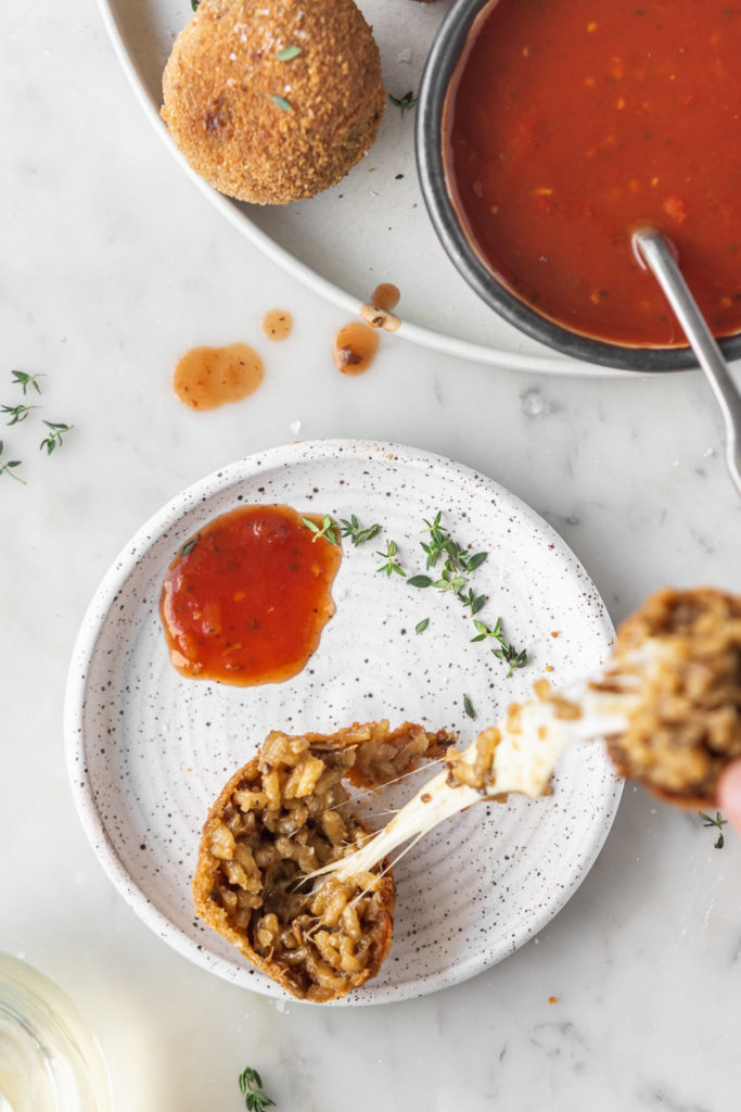 truffle arancini with mozzarella stuffing