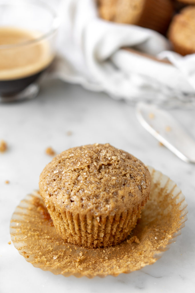 cappuccino muffins with caramelized white chocolate and pecans