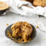 espresso muffins with pecans and caramelized white chocolate