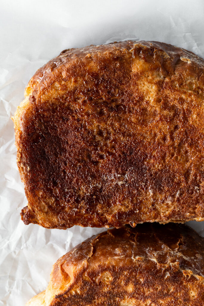 crunchy cinnamon crust on brioche french toast