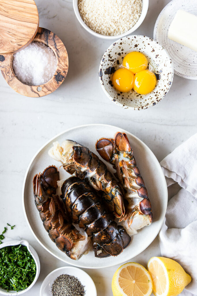 lobster tails, parsley, lemons, butter, egg yolks