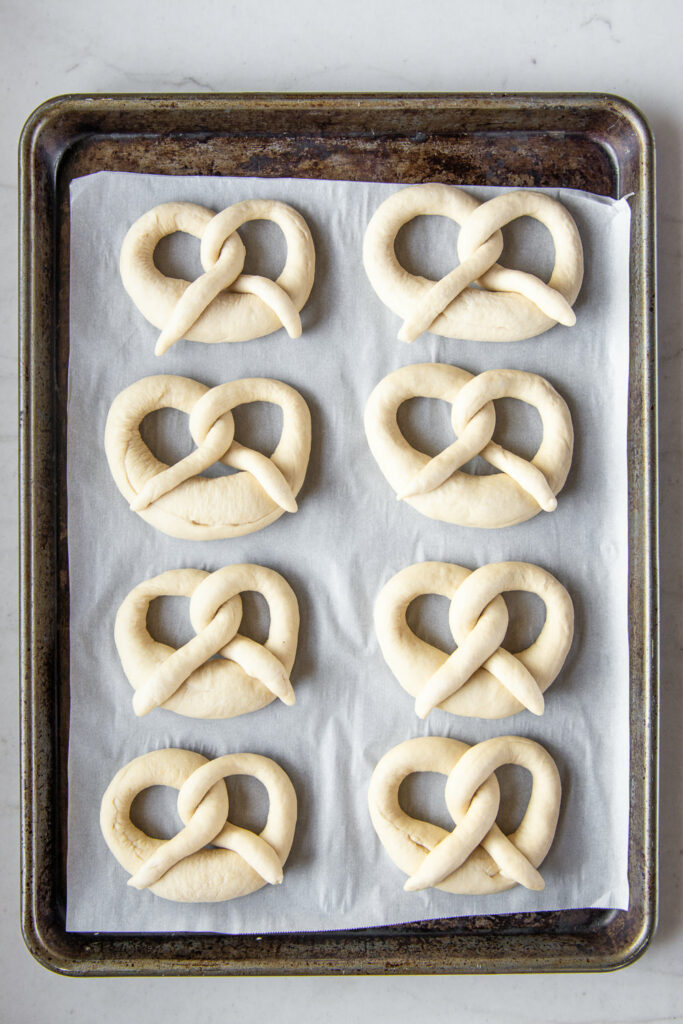 soft, chewy pretzels before lye bath