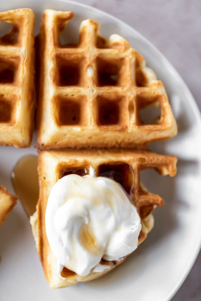 overnight yeasted waffles with whipped maple mascarpone