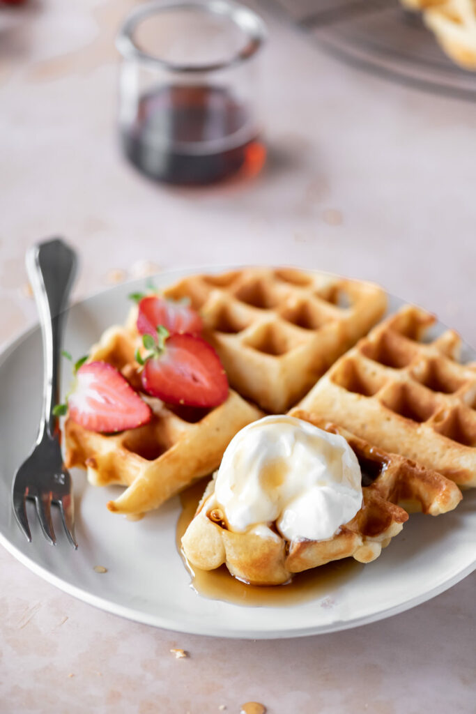 yeasted waffle recipe with whipped maple mascarpone