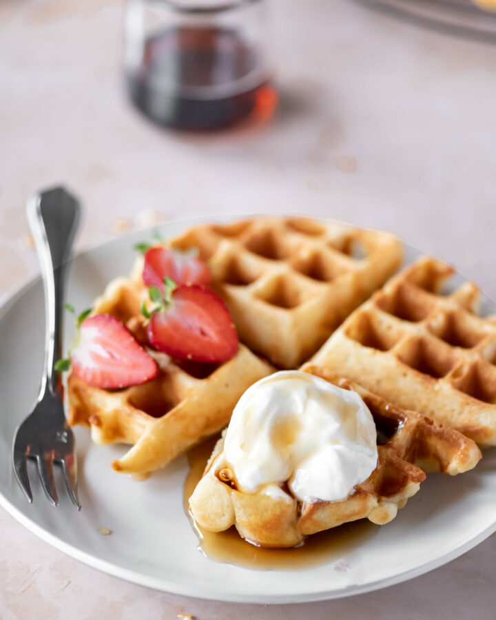 yeasted waffle recipe with whipped maple mascarpone