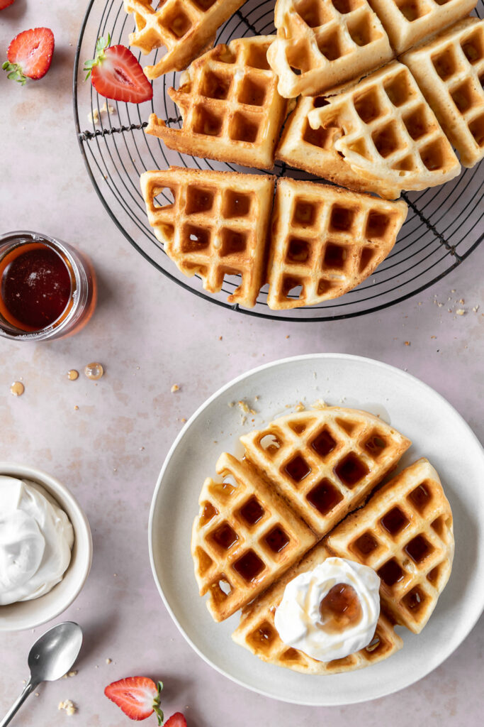 yeasted waffles with whipped maple mascarpone