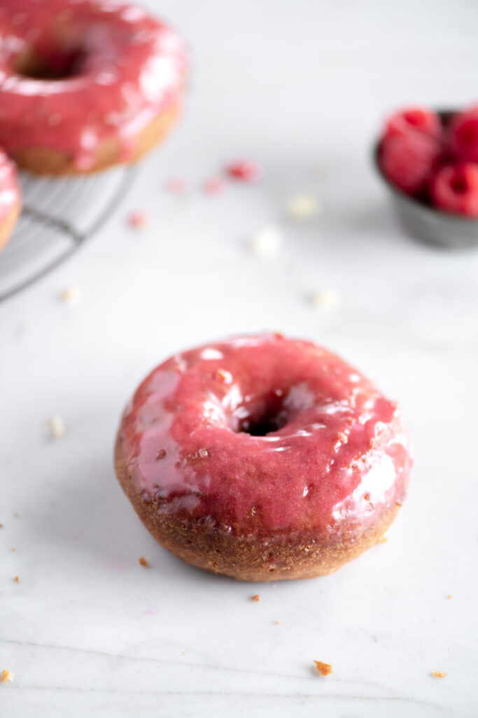 homemade buttermilk donuts with raspberry glaze