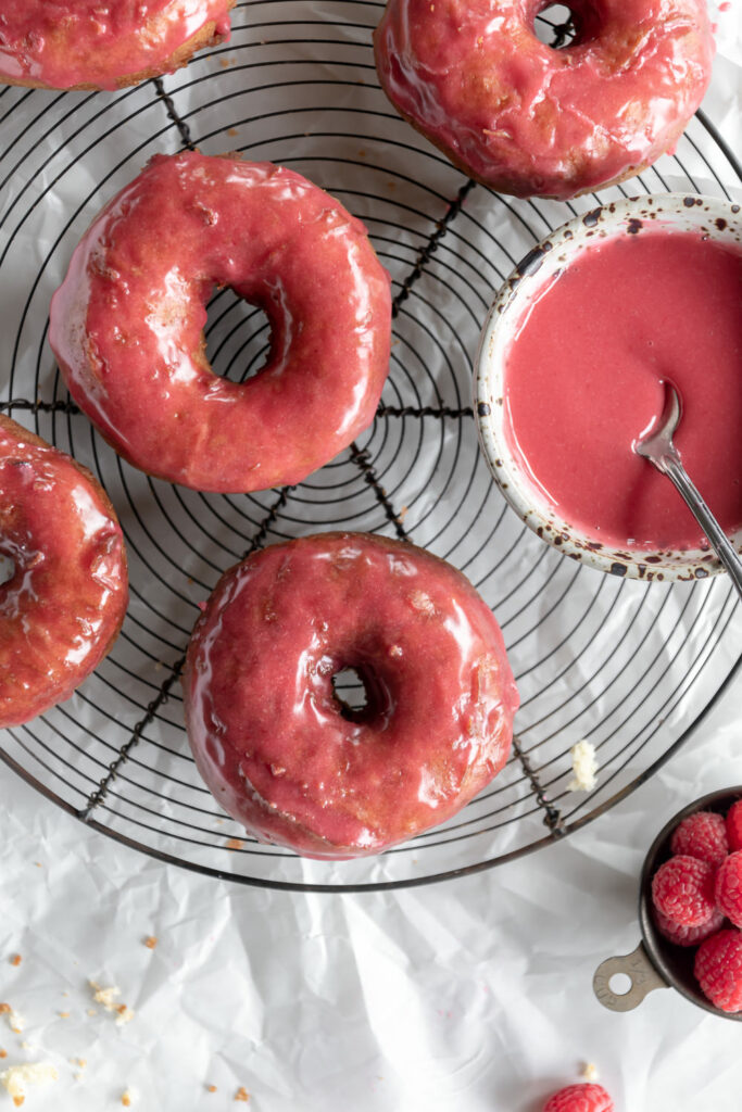 how to make buttermilk cake donuts with raspberry glaze