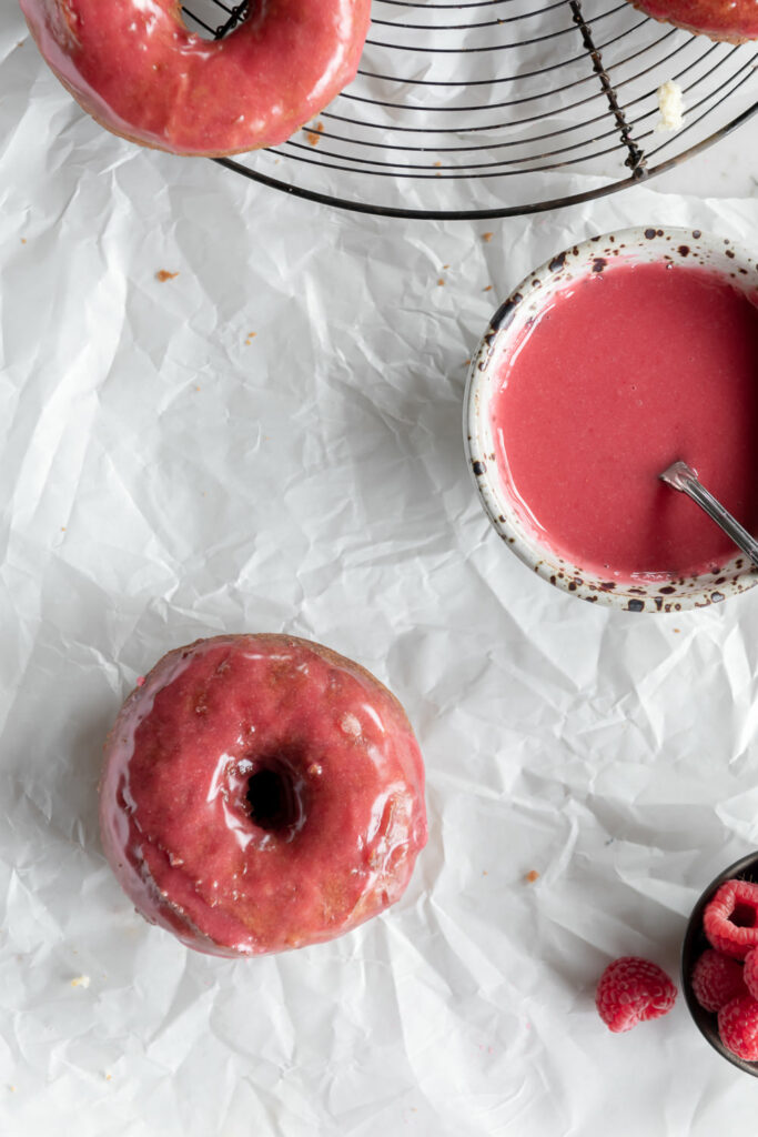 raspberry glaze buttermilk donuts