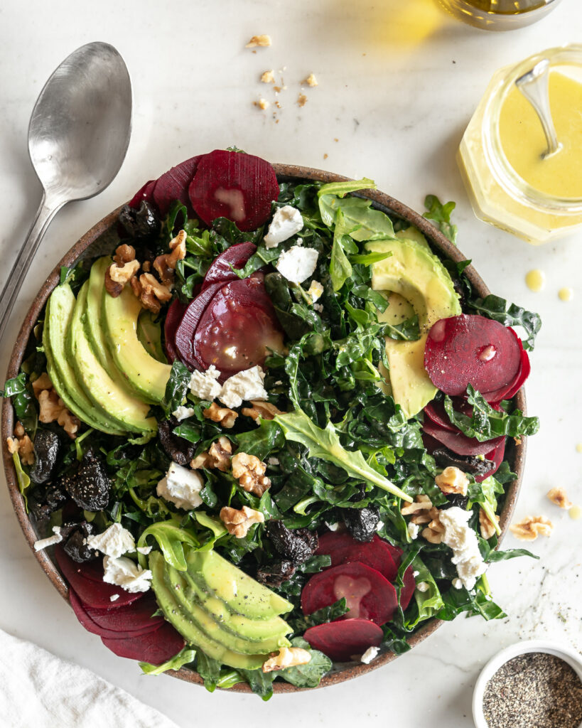 raw shaved beet salad with citrus dressing