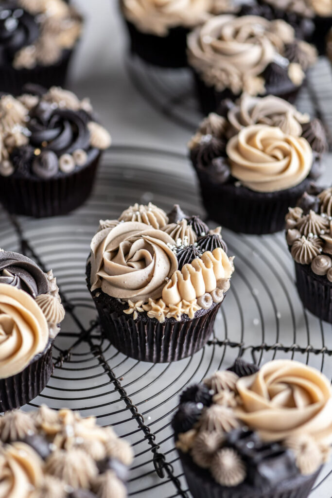 ganache stuffed chocolate guinness cupcake recipe with espresso buttercream