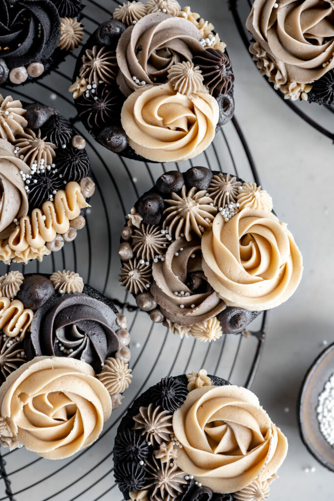 ganache stuffed chocolate guinness cupcakes stuffed with ganache and topped with espresso buttercream