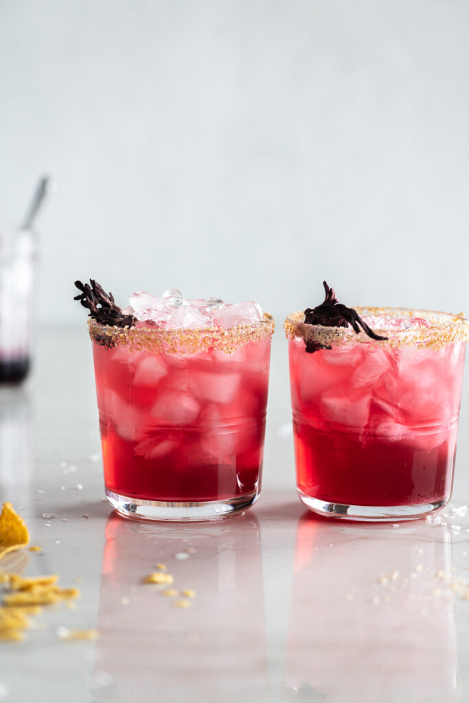 hibiscus margarita with ginger sugar rim