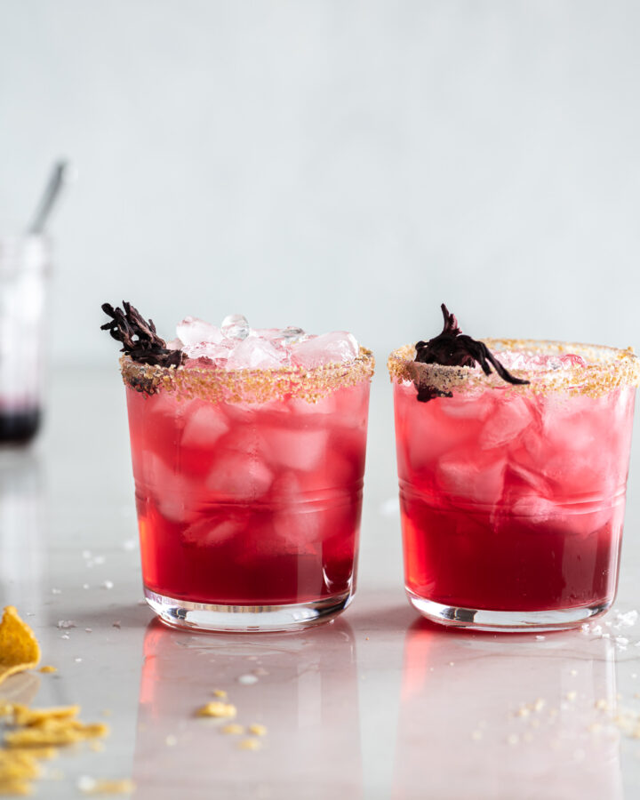 hibiscus margarita with ginger sugar rim