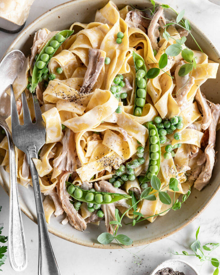 braised chicken pappardelle with lemon parmesan cream sauce