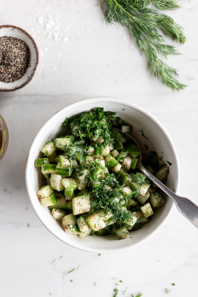 how to make a cucumbner salad with fresh herbs