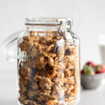 sesame tahini granola clusters with golden raisins and dark chocolate